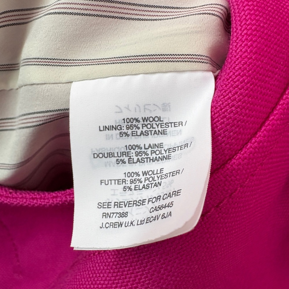 J.CREW Rhodes Blazer Women's 0 Pink Wool Gold Button Professional Barbiecore - Picture 5 of 8